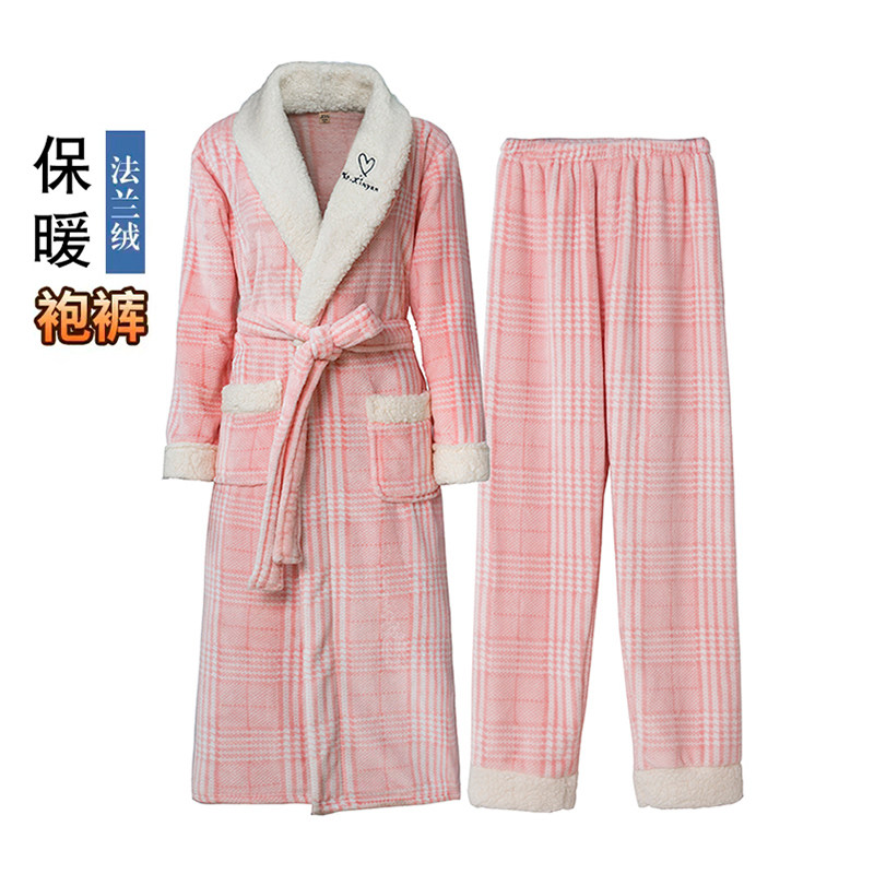 秋冬珊瑚绒长款加绒男士情侣女睡袍 优美纺睡袍/浴袍