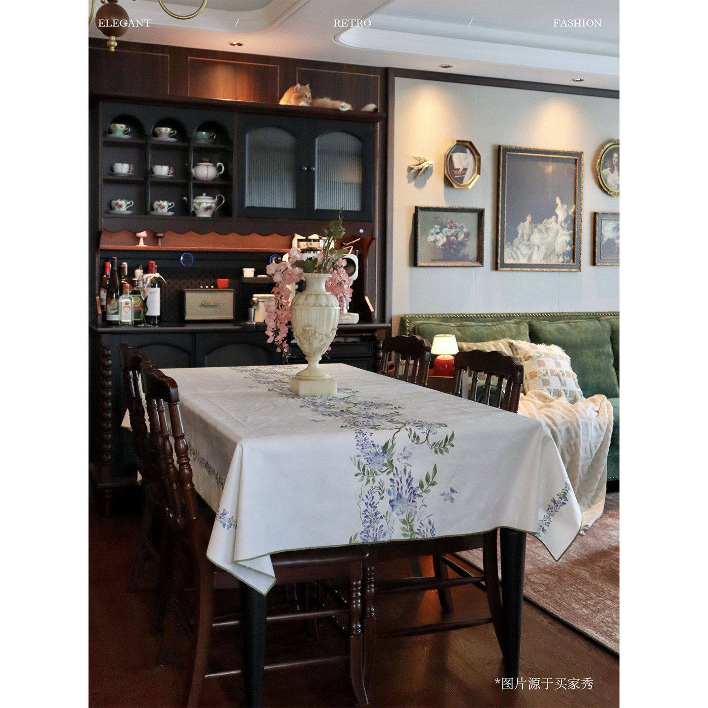 蜡笔派郭俊池联名|东方夏日系列|紫藤防水桌布餐桌盖布茶几布Z,淘宝优惠券,粉丝福利购,淘宝优惠卷