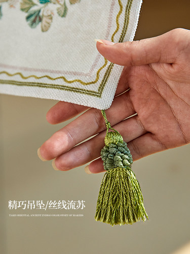 蜡笔派「山间银杏系列」桌旗餐桌布英式复古轻奢高端斗柜茶几盖布 - 图1