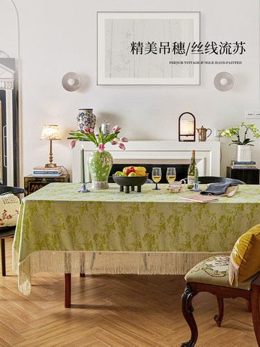 蜡笔派｜梅兰竹菊｜松竹桌布复古中式轻奢高级感圆桌餐桌茶几布Z - 图3