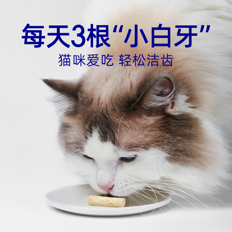 小壳小白牙猫咪洁齿棒冻干猫零食成猫幼猫除臭饼干洁牙刷牙磨牙棒 - 图2