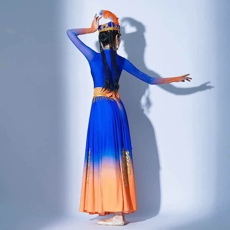 民族舞蹈服装女新疆舞蹈艺考连衣裙 凤乐谷民族服装/舞台装