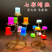 Seven-star lamp Seven colorful candle electronic can be charged for the Buddha Changming lamp wish lotus candle holder the Buddha Hall led for the blessing lamp