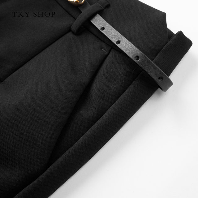 TKYSHOP slim casual black fashionable trousers