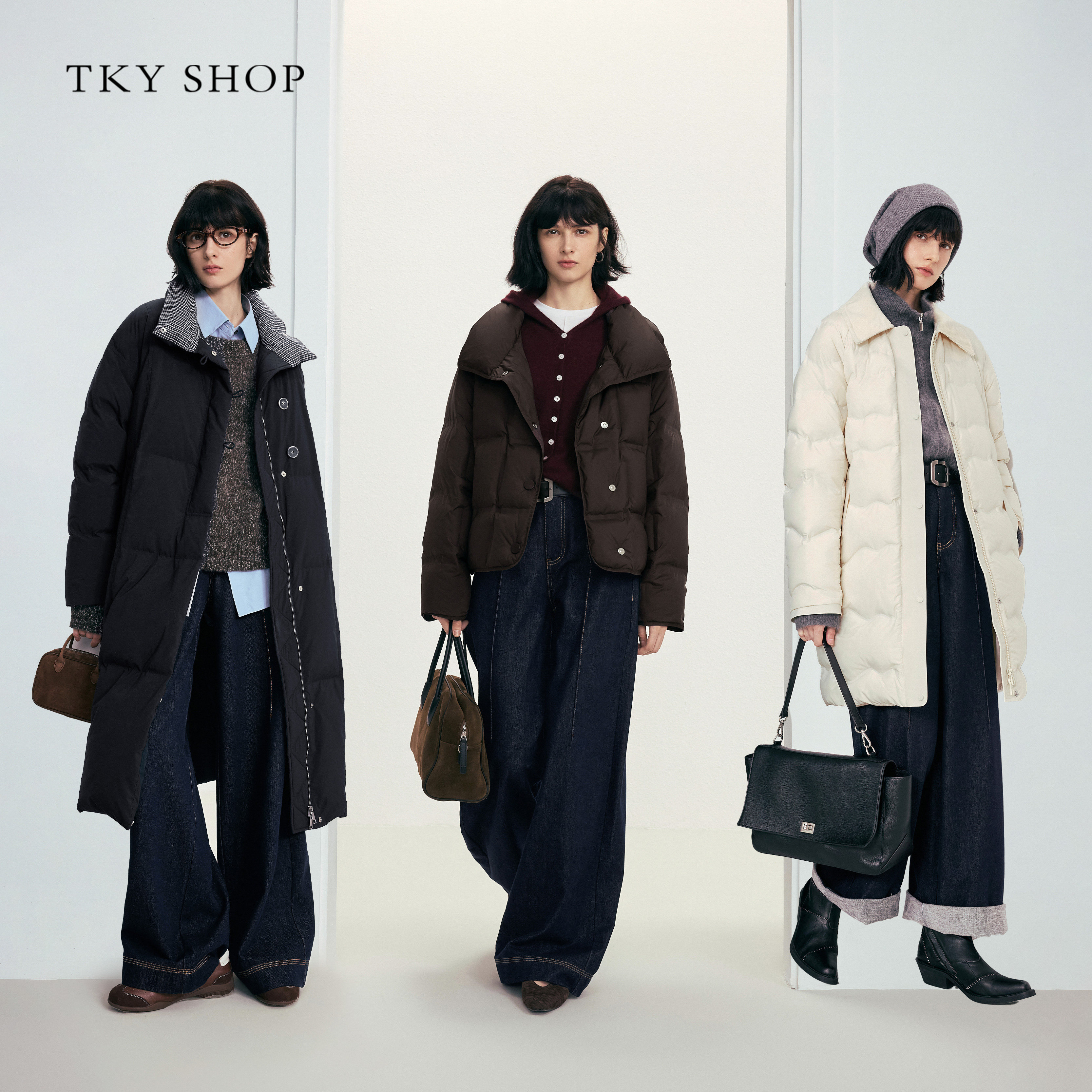 [商场同款]TKY SHOP直筒牛仔裤2025冬新款纯棉阔腿裤10I1OA03Q063,淘宝优惠券,粉丝福利购,淘宝优惠卷