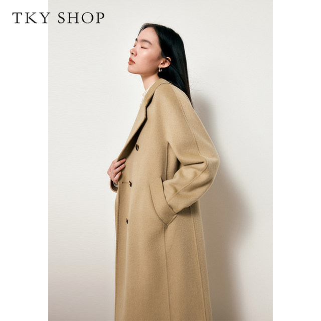 TKYSHOP classic camel wool long coat
