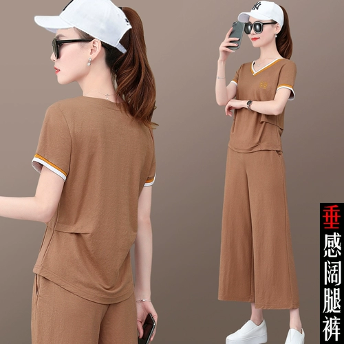 Тонкий шелковый дышащий спортивный костюм для отдыха, короткий рукав, в корейском стиле, оверсайз, по фигуре, подходит для подростков, для бега