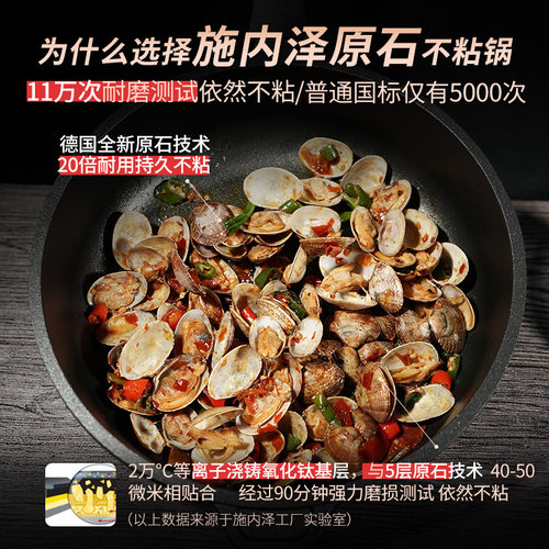 施内泽德国进口平底锅不粘锅家用多功能煎炒锅原石电磁炉通用 - 图3