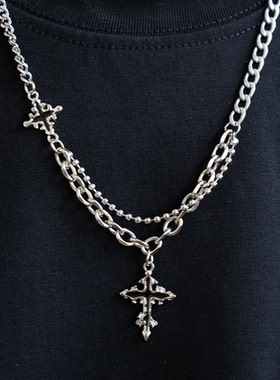 贰狸 十字架项链男女嘻哈潮牌配饰高级感小众设计百搭吊坠锁骨链