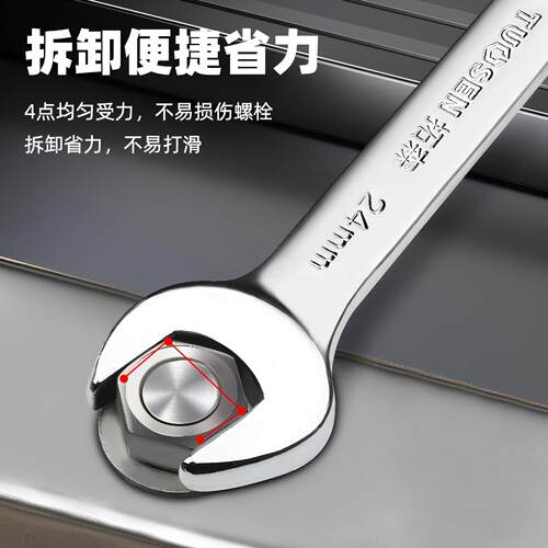 拓森五金组套工具厂家 6-24呆扳手8件套 开口双头扳手组合套装 - 图2