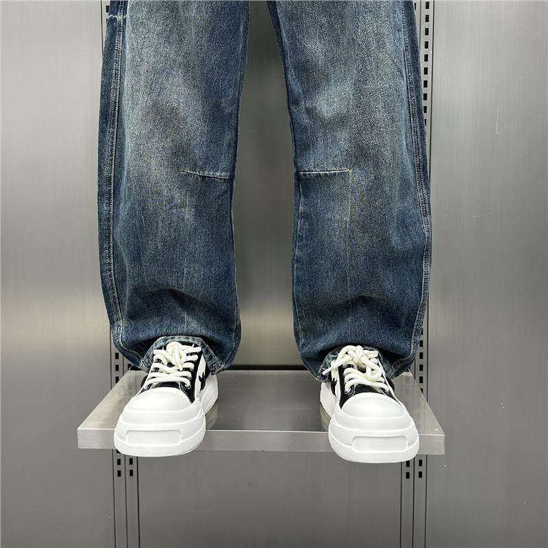 美式复古水洗做旧直筒牛仔裤男士2026秋季新款痞帅弯刀阔腿长裤子,淘宝优惠券,粉丝福利购,淘宝优惠卷