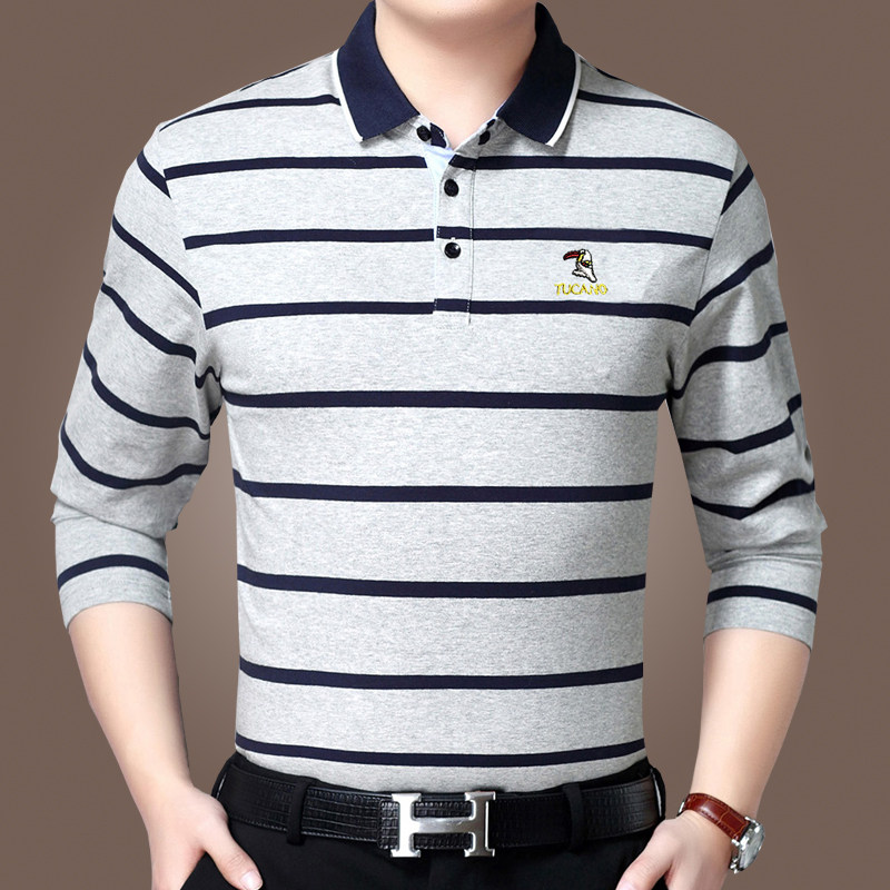 啄木鸟秋季纯棉长袖男翻领装polo衫 啄木鸟菲凡T恤