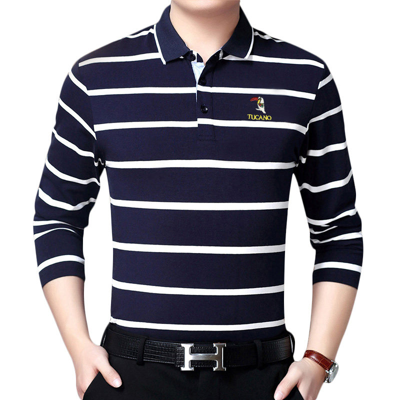 啄木鸟秋季纯棉长袖男翻领装polo衫 啄木鸟菲凡T恤