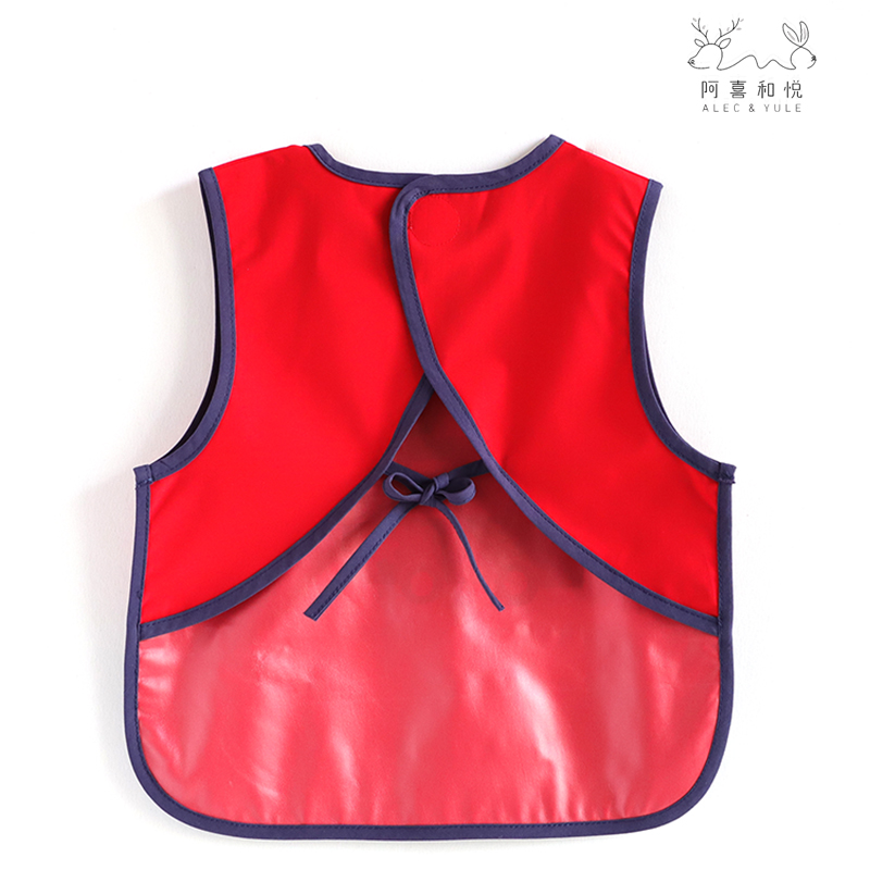 Waterproof sleeveless vest style kindergarten blouse with rice pocket