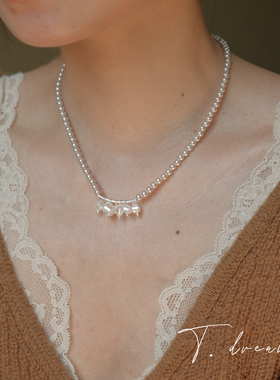 nicedream法式温柔垂挂珍珠项链