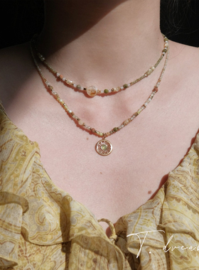 nicedream绿玛瑙罗盘双层项链