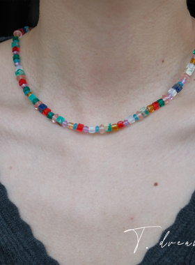 nicedream彩虹天然石串珠项链