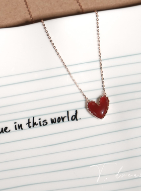 nicedream纯银红玛瑙爱心项链