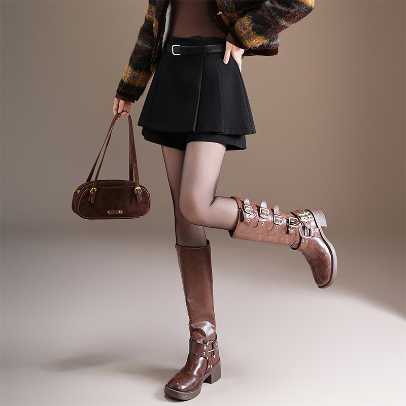 时髦减龄a字短裙裤女2025秋冬新款高腰显瘦减龄百搭休闲阔腿靴裤,淘宝优惠券,粉丝福利购,淘宝优惠卷