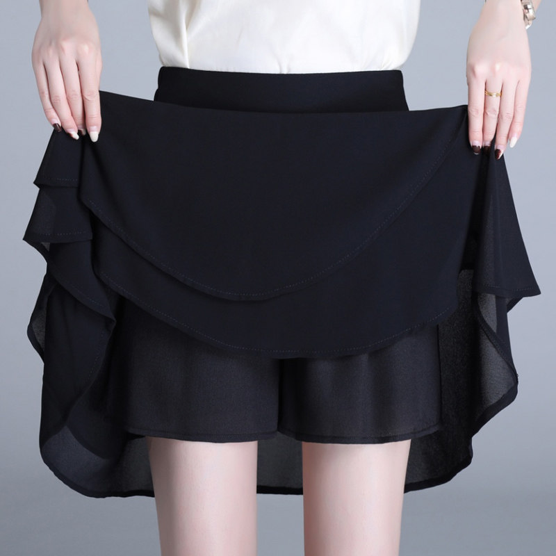 荷叶边a字裙夏季雪纺2023半身裙 倩芭兰半身裙