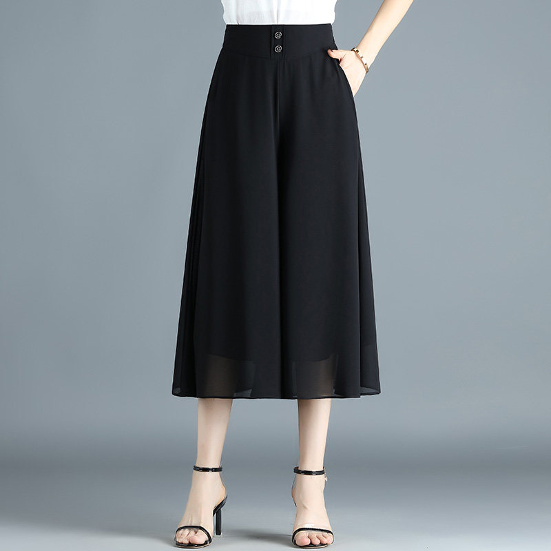 夏季2023新款高腰宽松垂感雪纺裙裤 倩芭兰休闲裤