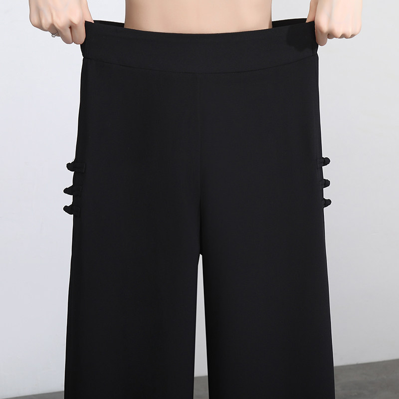 雪纺阔腿裤2022夏季松紧腰休闲裤 倩芭兰休闲裤