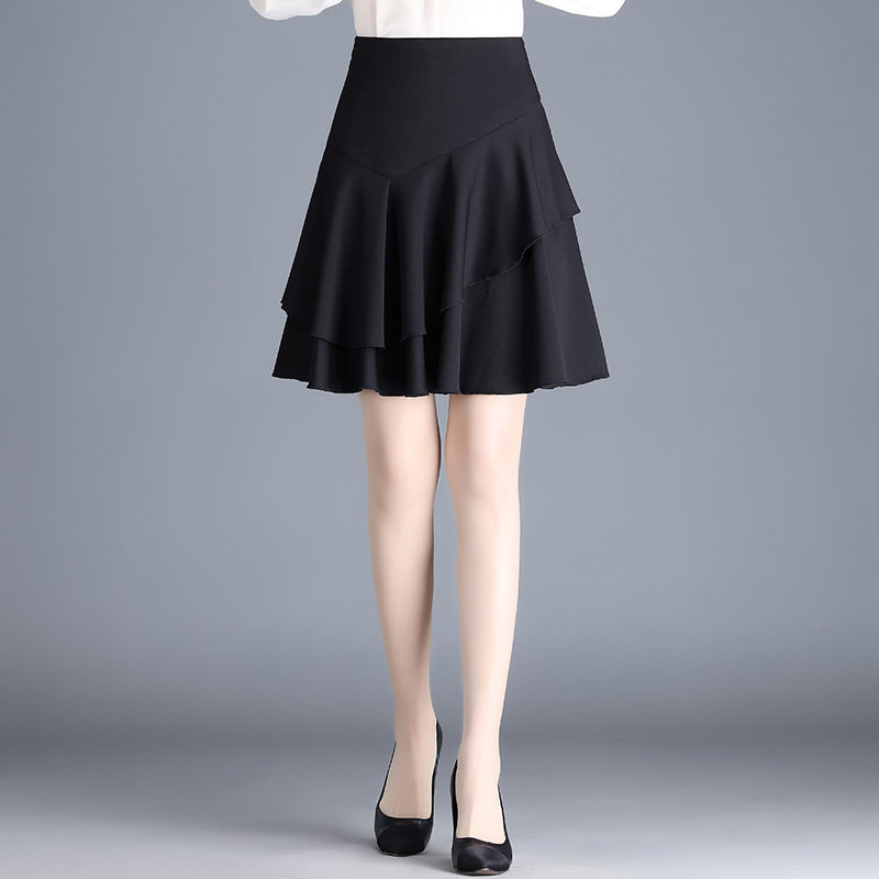 红色a字裙2023春秋新款高腰半身裙 倩芭兰半身裙