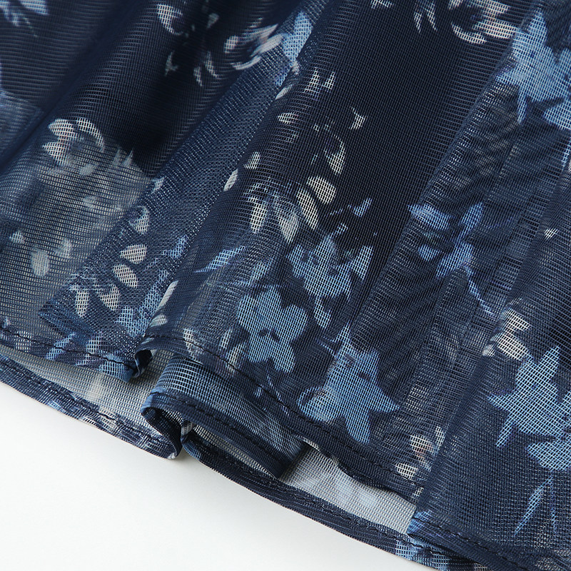 印花网纱2023春夏新款高腰半身裙 倩芭兰半身裙