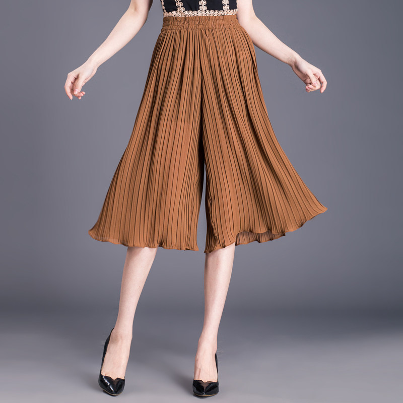 百褶裙夏季宽松雪纺2023新款阔腿裤 倩芭兰休闲裤