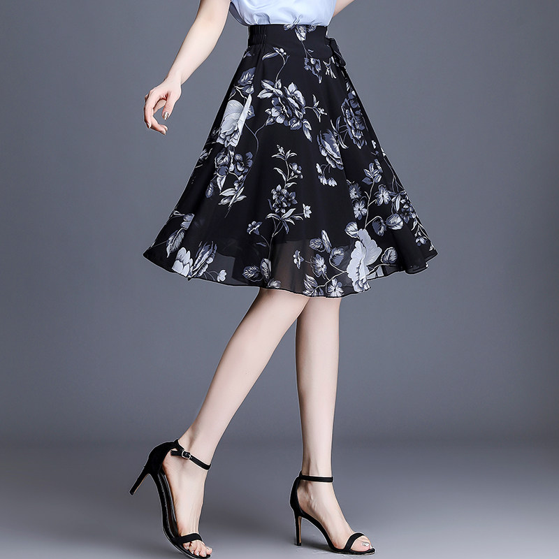 2023夏季宽松印花裙裤高腰薄阔腿裤 倩芭兰休闲裤