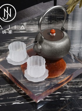 罗曼提新中式创意花艺琉璃茶杯饰品摆件样板间客厅茶几酒店售楼处