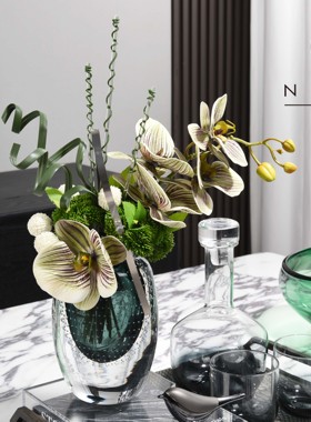 罗曼提现代样板间花艺渐变烟熏酒具五金把手托盘摆件客厅茶几组合