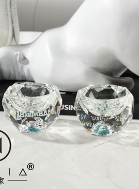 罗曼提 现代样板间花艺绿松石星芒白酒杯北极熊摆件 客厅茶几组合