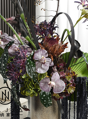 罗曼提海派中古风创意花艺胡桃木扩香器摆件样板间客厅茶几售楼处