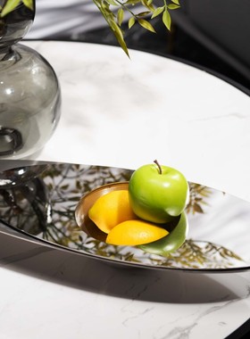 罗曼提 现代样板间花艺软装饰品摆件果盘 客厅茶几摆放铁壶酒杯具