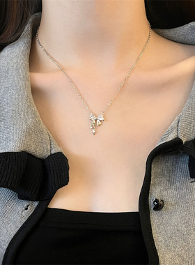 棉条虫合金锌合金女蝴蝶锆石项链