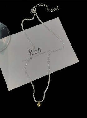 韩国轻奢波光粼粼超闪潮桃心项链