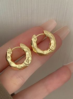 棉条虫合金女金属肌理质感小耳圈