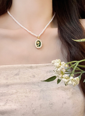 棉条虫合金合金女玫瑰珍珠项链