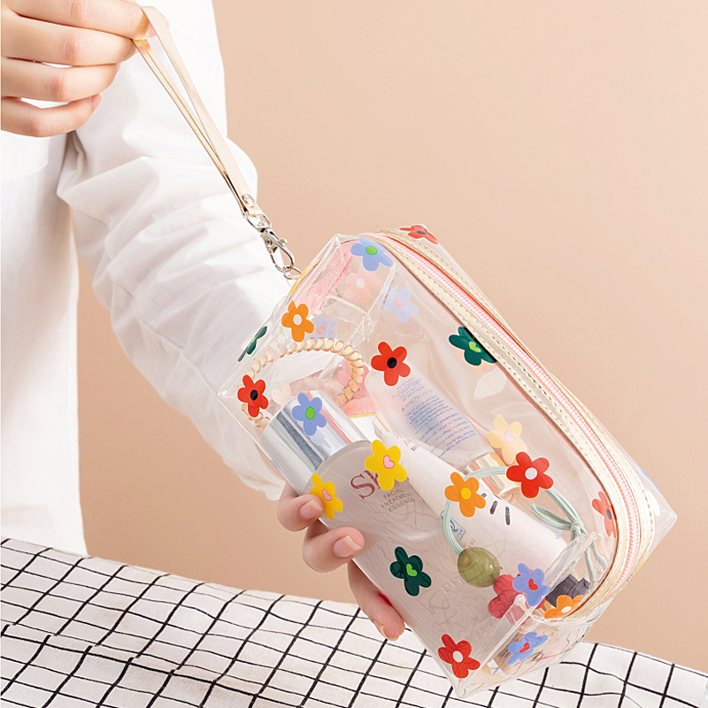 韩国ins风泫雅化妆包可爱防水大容量便携少女手提化妆品袋透明包
