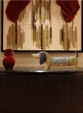 美式乡村风创意动物摆件软装饰品鱼狗鹿电视柜隔断家居装饰工艺品