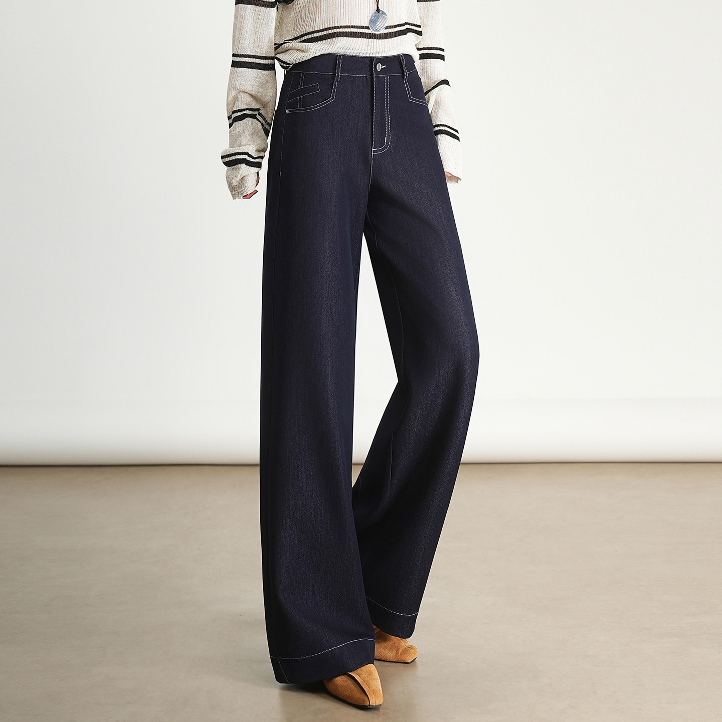 垂感显瘦拖地裤秋冬高腰显瘦直筒裤女宽松休闲阔腿长裤复古牛仔裤,淘宝优惠券,粉丝福利购,淘宝优惠卷