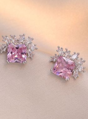 项链女 跨境小红薯粉色锆石项链小众设计显气质ins香水瓶锁骨链