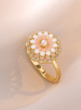 项链女网红爱心锆石花朵小众时尚新款设计感吊坠气质套装钛钢项链