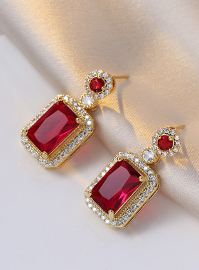 锆石钛钢锁骨链女祖母绿小众耳饰