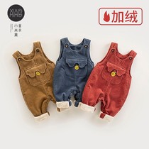 Baby Light Core Suede Back With Pants Autumn Winter Clothing One Year Plus Suede Thick Male Toddler Cute Long Pants Children Baby Winter Cotton Pants