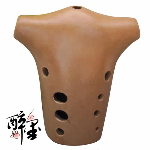 阴氏陶埙经典演奏埙/十孔红陶定调牛头埙 G F调 包邮送伴奏 - 图0