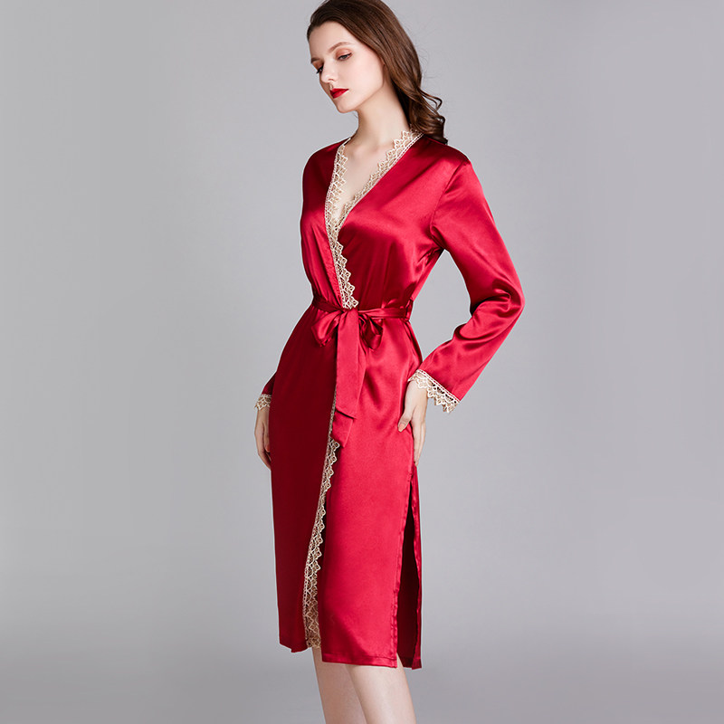 中长款薄款冰丝开衫浴袍春秋性感 苏婉田睡袍/浴袍