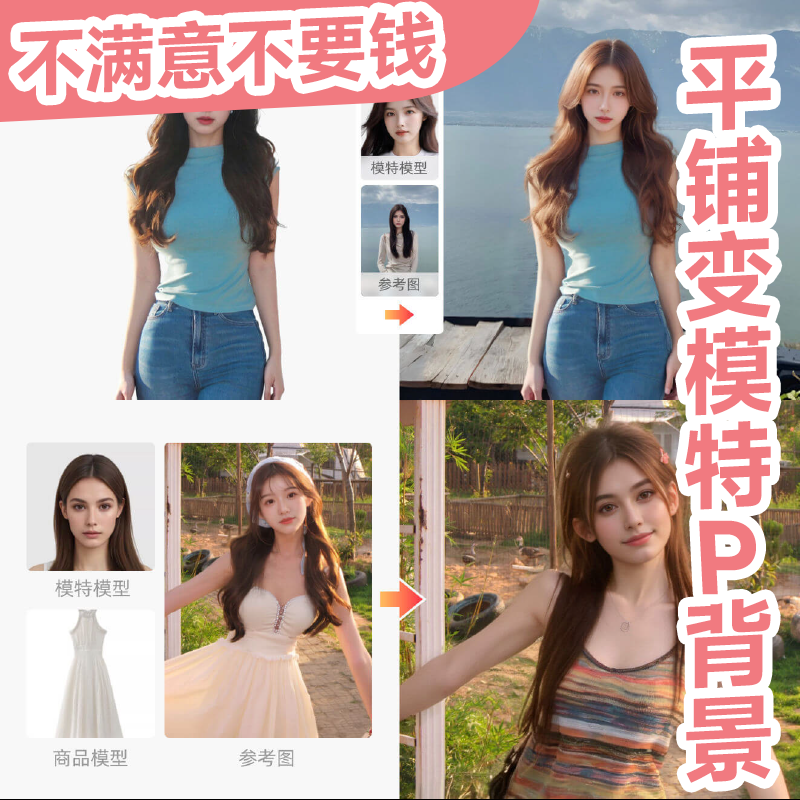 ai模特换装代出图换背景头脸专业p图ps修图ai绘画写真艺术照绘图