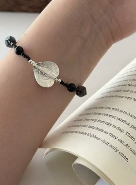 S925银爱心闪光石手链